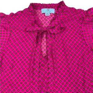 CeCe Print Puff Sleeve Blouse in Radiant Fuchsia